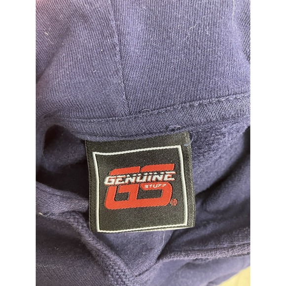 Vintage 90s Mens Medium Spell Out University of Michigan Hoodie Sweatshirt - Picture 7 of 8